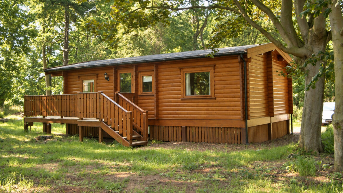 A woodland escape naturally A Norwegian Log cabin with a raised terrace for enjoying the peace of the trees