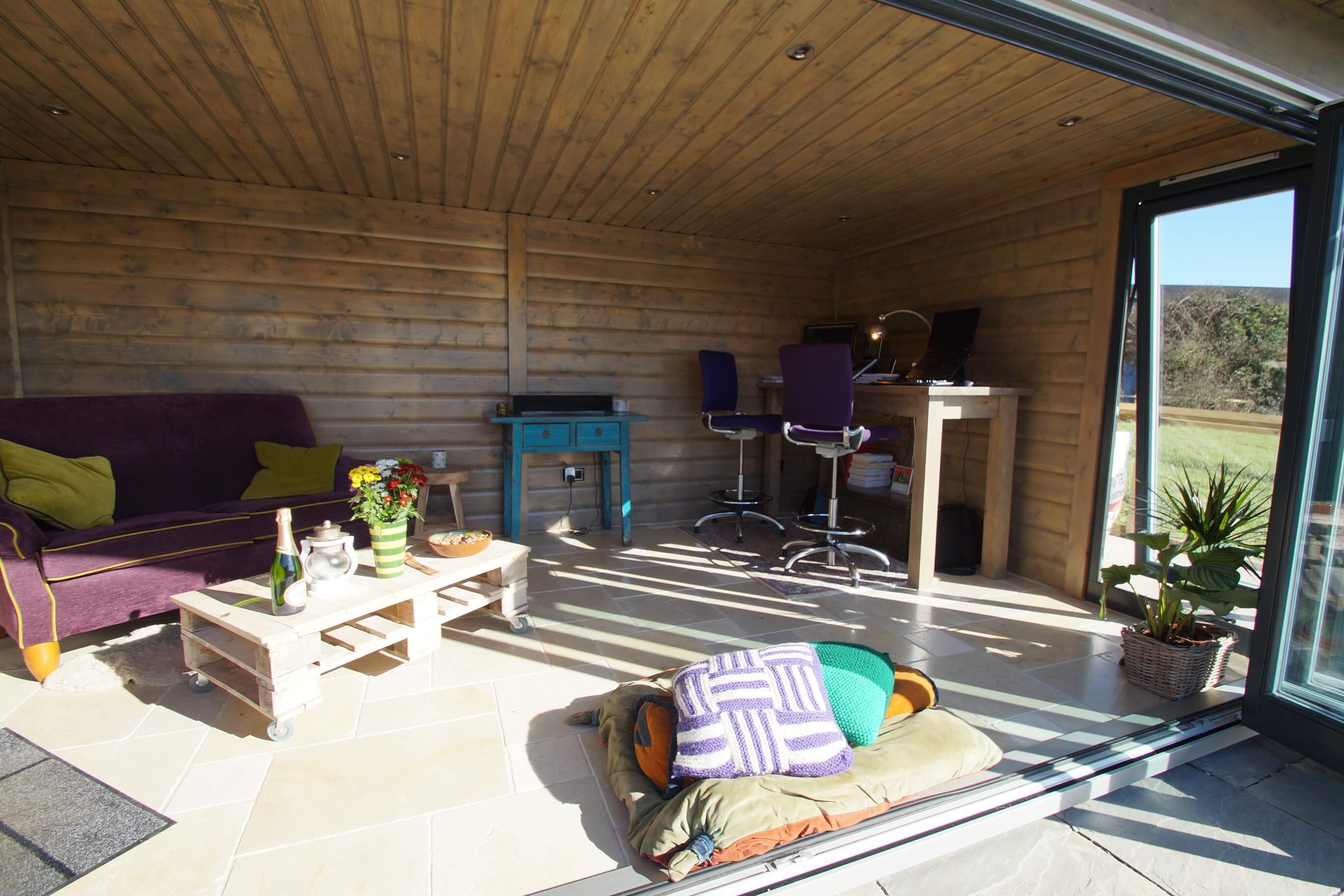 Cosy garden room at the end of the garden - a perfect wildlife watching spot