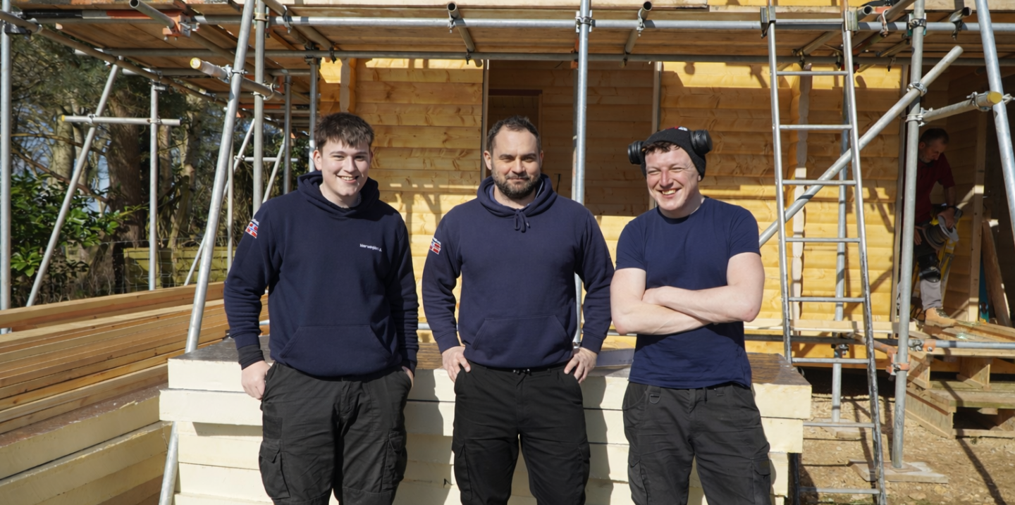 Norwegian Log Site Team Charlie Jim and Sam