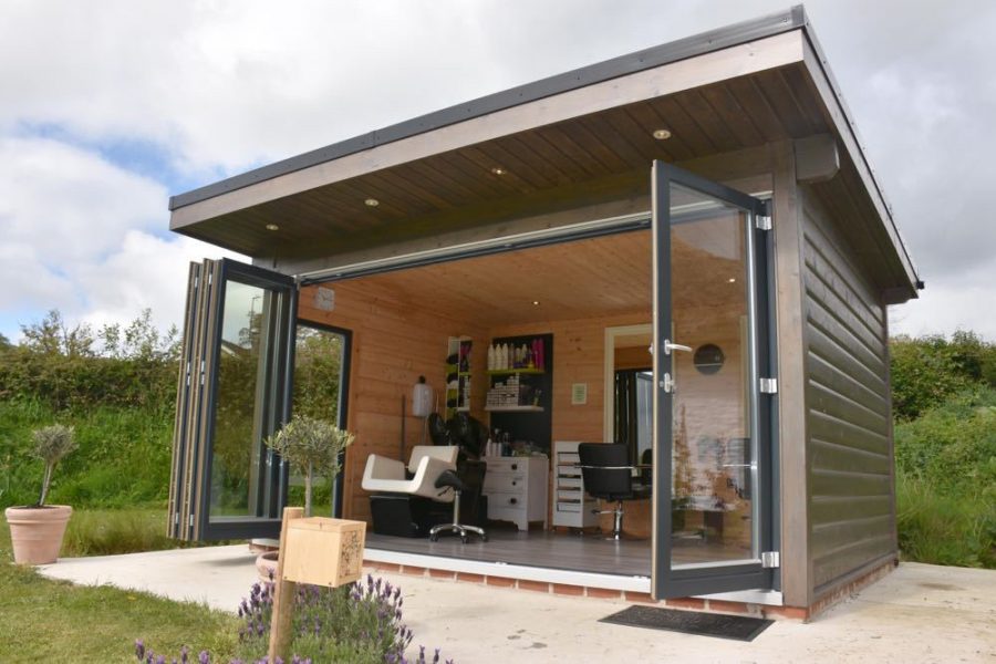 Contemporary Garden Office Hair Salon Norwegian Log